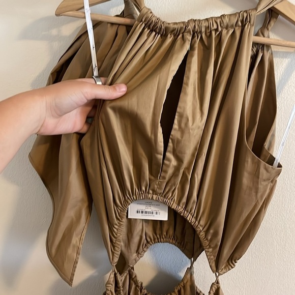 Aje Henriette Tie Strap Midi Dress US Women’s Size 6 Cut Out NWT Willow Brown - Picture 11 of 16